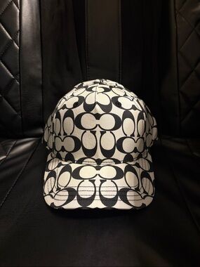 Coach Black & White Signature Monogram Cap